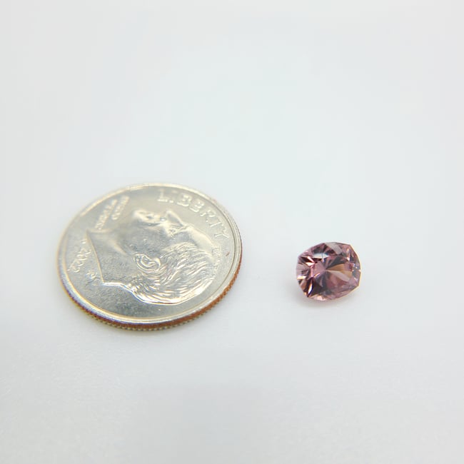 1.39ct Pink Mozambique Zircon Brilliant Cushion