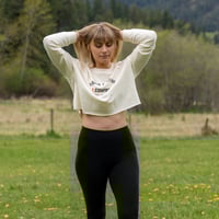 Image 4 of "Bolted" Women's Crop Crewneck Sweatshirt - Bone