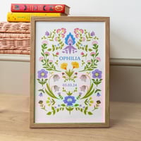 Personalised Folk Floral Children's Wall Art