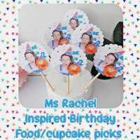 Image 1 of 6 Personalised Ms Rachel Cupcake Picks,Ms Rachel Food Picks,Ms  Party Decor