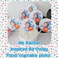 Image 1 of 6 Personalised Ms Rachel Inspired Cupcake Picks,Ms Rachel Food Picks,Ms  Party Decor