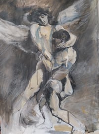 Study for master copy of Leon Bonnat Jacob Wresting the Angel 