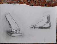 Graphite study of foot Barge Plate copy 2023 approx 40cm by 30cm 