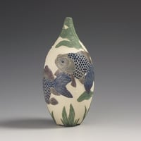 Image 1 of Blue moor fish sgraffito vessel 