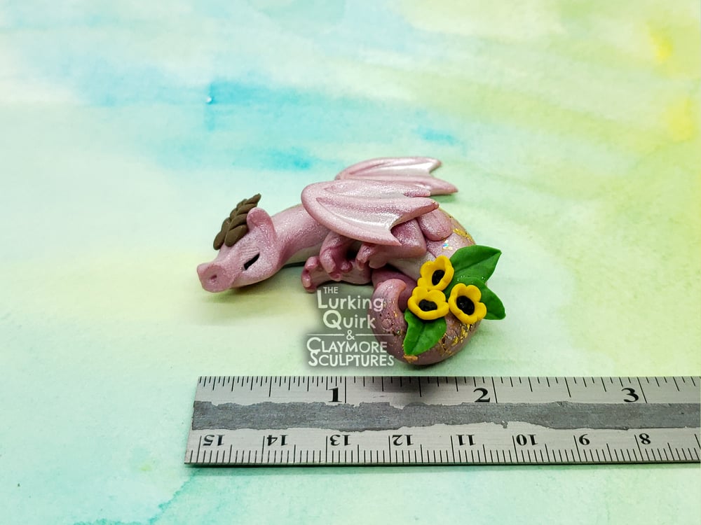 Small Pink Sleeping Dragon with Flowers