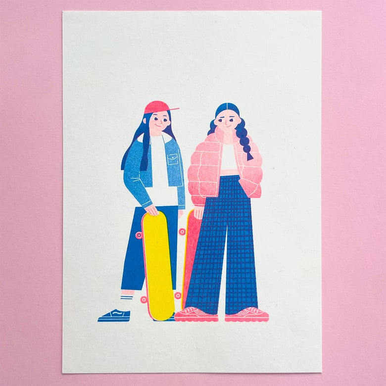 Image of Skater girls II A5 Risograph