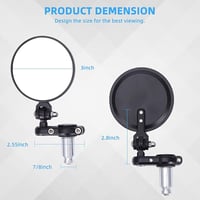 Image 3 of Universal Bar End Mirrors for 7/8" Handlebars