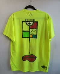 Image 4 of neon lime green tshirt, handpainted...medium