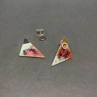 Image 2 of Orange & Black Enamel Earrings