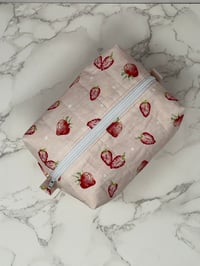 Image 1 of Handmade Pink Strawberry Boxy Pouch