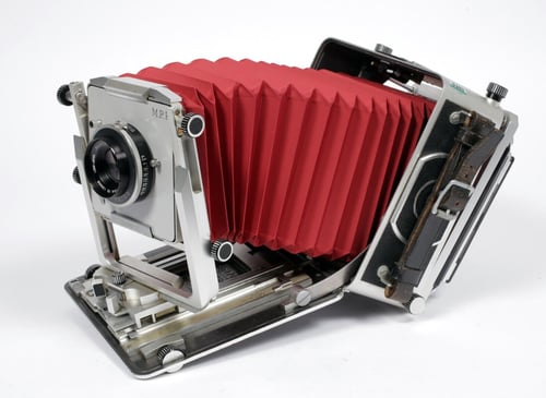 Image of MPP MK VIII 4X5 camera W/ 150mm lens + holders + Fresh Film NEW BELLOWS #9403