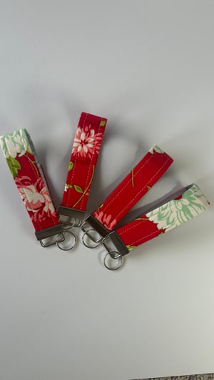Image of Bonnie and Camille Scrumptious red floral fabric key fob- FREE SHIPPING!