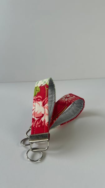 Image of Bonnie and Camille Scrumptious red floral fabric key fob- FREE SHIPPING!