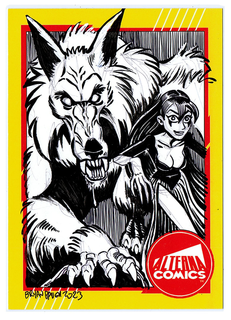 Image of 5"x7", Leftover 2023 Alterna Sketch Card 3. WULF and BATSY