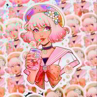 Image 2 of ‘Strawberry girl’ holographic sticker
