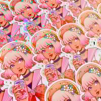 Image 4 of ‘Strawberry girl’ holographic sticker