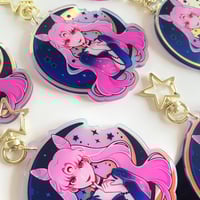 Image 3 of Black Lady rainbow acrylic keychain