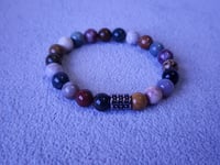 Image 3 of Men African Ocean Jasper Bracelet/ Stretch Gemstone Bracelet