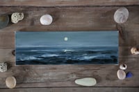 Image 1 of Moonrise Over the Tide - Original 4"x12" Oil Seascape