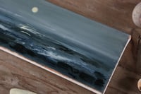 Image 5 of Moonrise Over the Tide - Original 4"x12" Oil Seascape