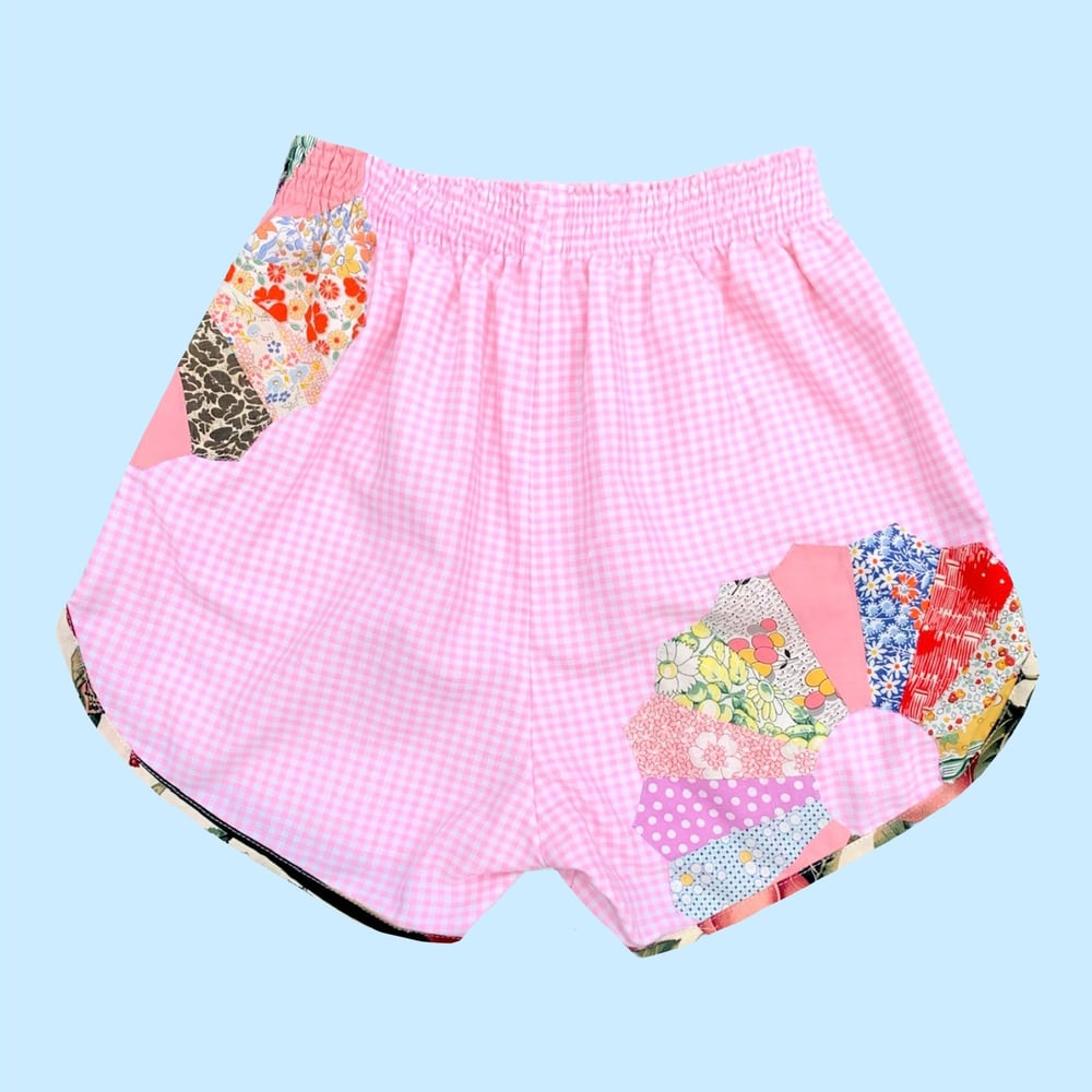 Image of Retro Jogger Shorts — Dresden Plat & Pink Gingham 