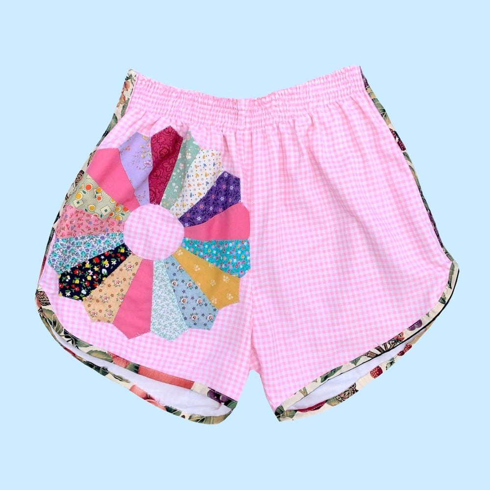 Image of Retro Jogger Shorts — Dresden Plat & Pink Gingham