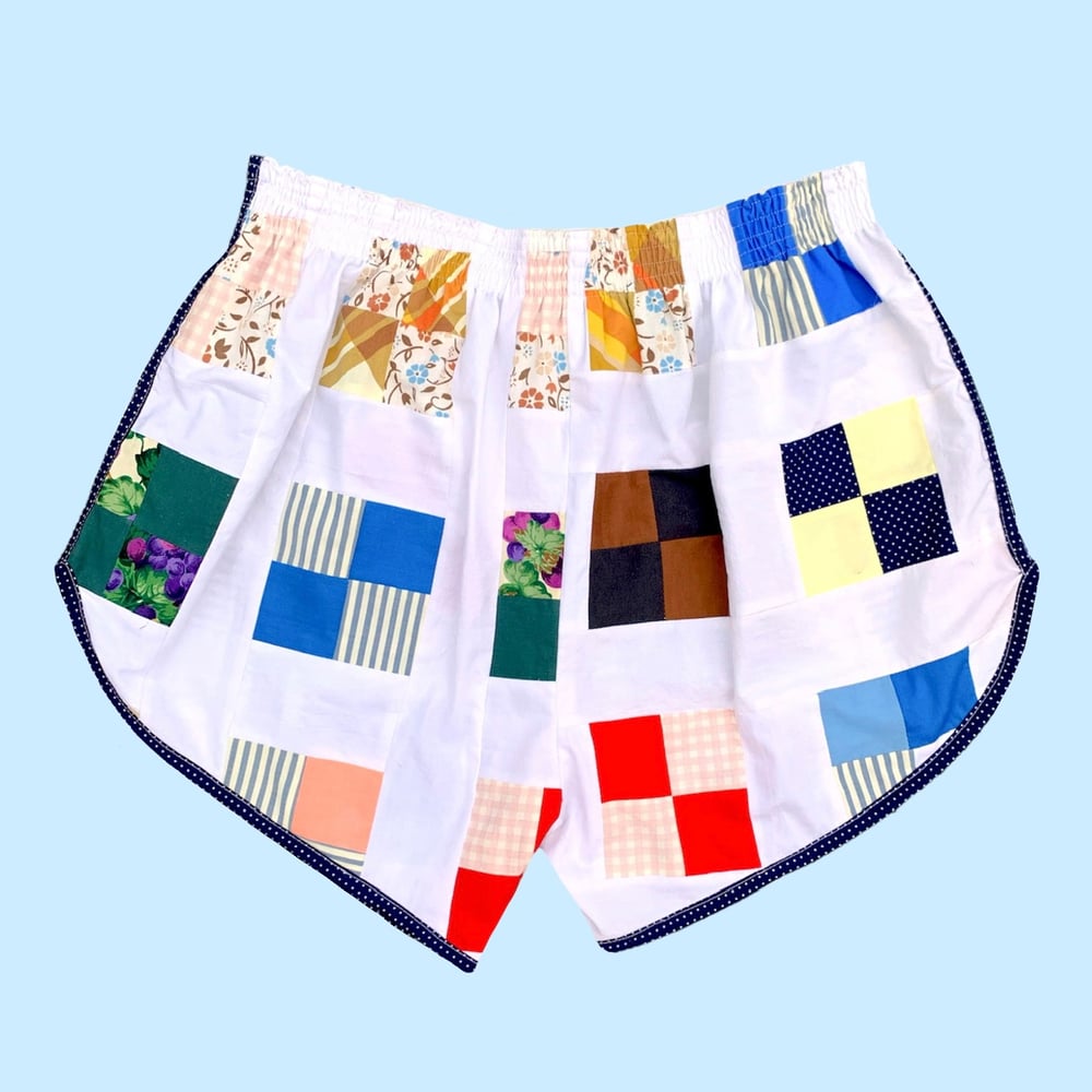 Image of Retro Jogger Shorts — Square Patchwork
