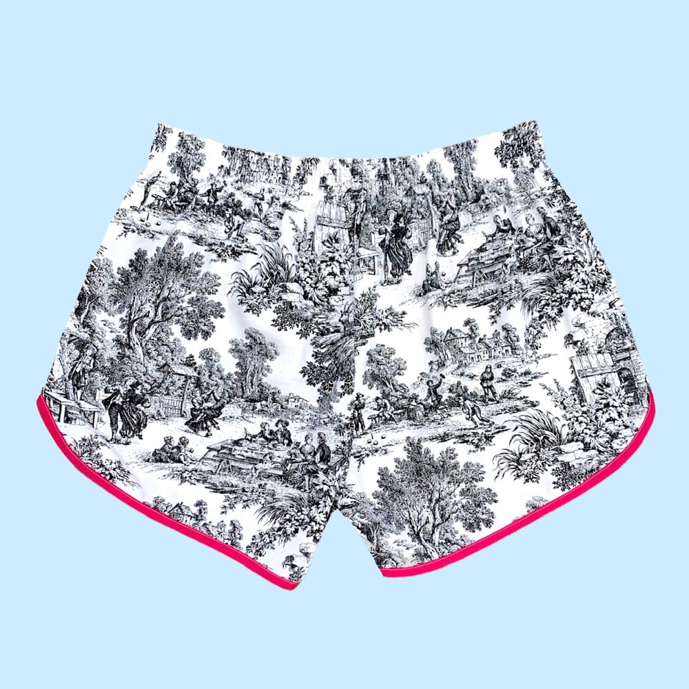 Image of Retro Jogger Shorts — Black Toile