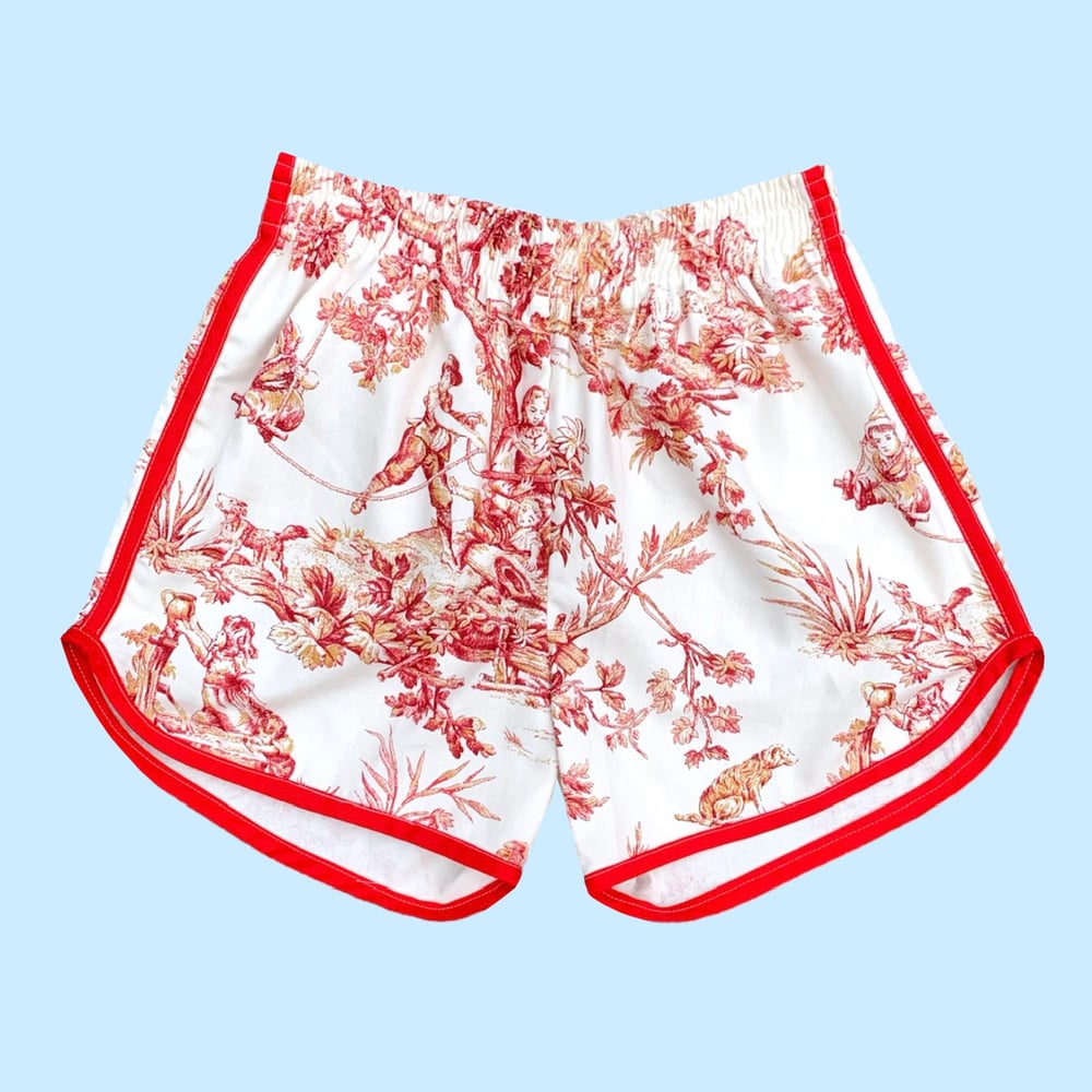 Image of Retro Jogger Shorts — Red Toile