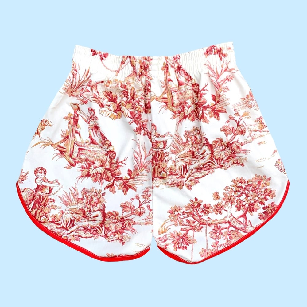 Image of Retro Jogger Shorts — Red Toile
