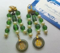 Green and White Zen Earrings