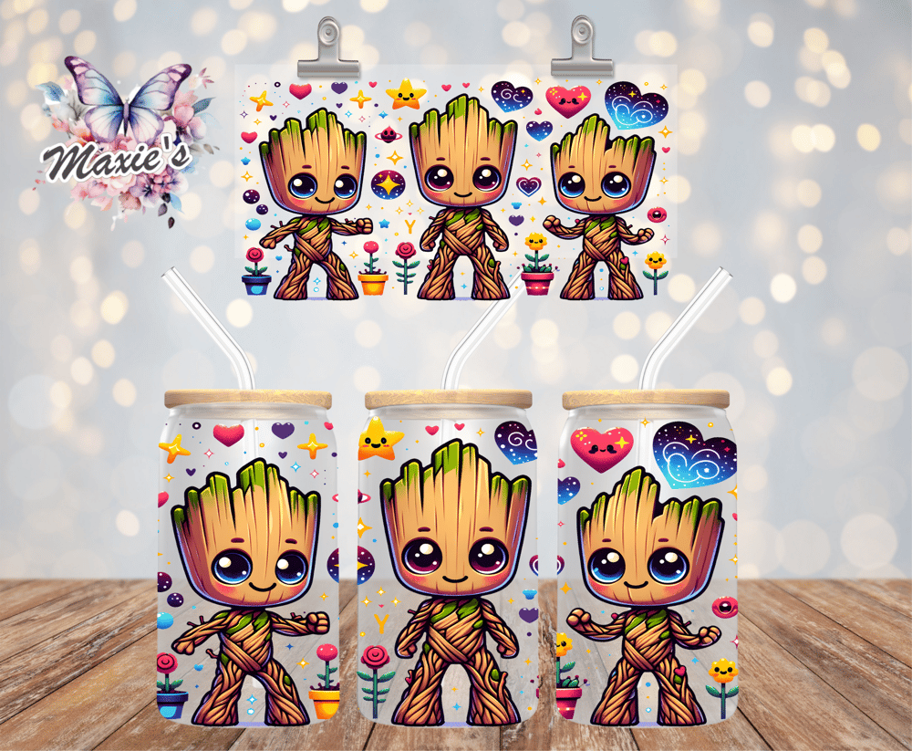 Image of Baby Groot Graphic Design 16oz. UVDTF Cup Wrap 
