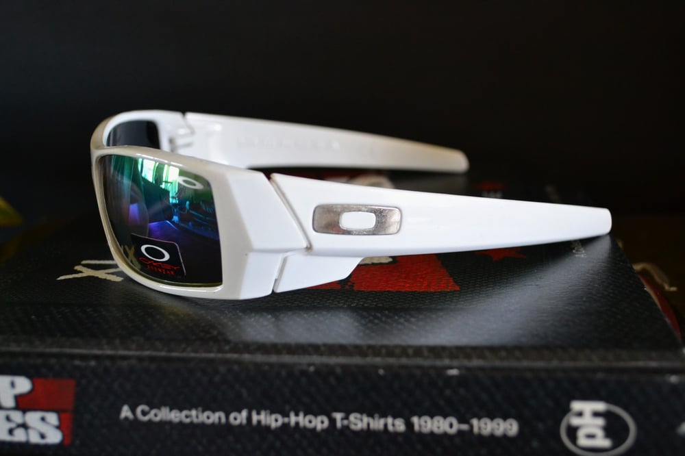 Image of Vintage 1990's Oakley Gascan White & Silver Reflective Sunglasses