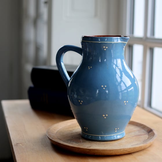 Image of Normandie-bleu Pottery Pitcher