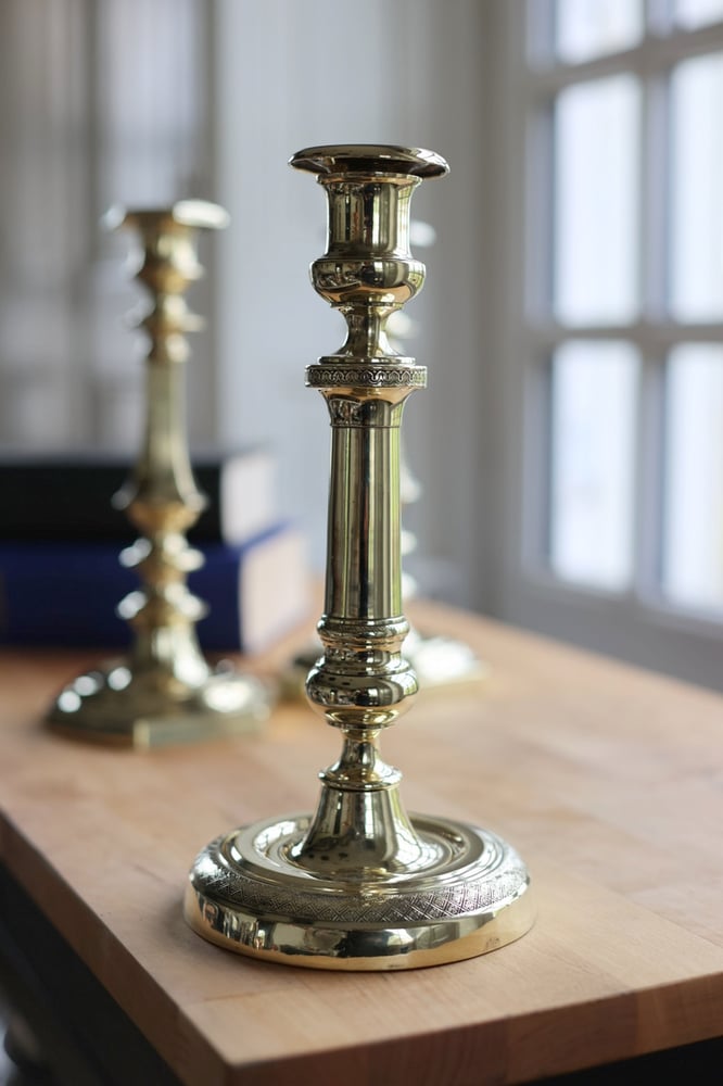 Image of Antique Solid Brass Candlesticks