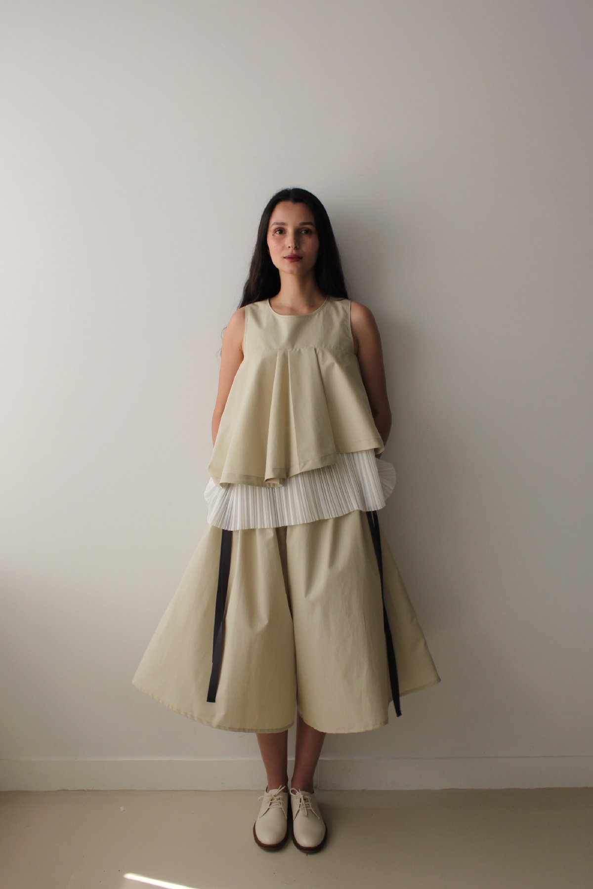 NEW SEASON- Cotton tiered pleated dress