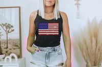Image 1 of Distressed USA FLAG - Women's Racerback Tank from PatriotsCo.com