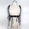 Corset-inspired bust harness with satin lacings