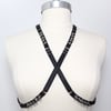 Multi-positions elastic mini harness with eyelets and piercings 