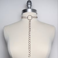 Image 1 of Minimalist choker with chunky chains and O ring with chain pendant