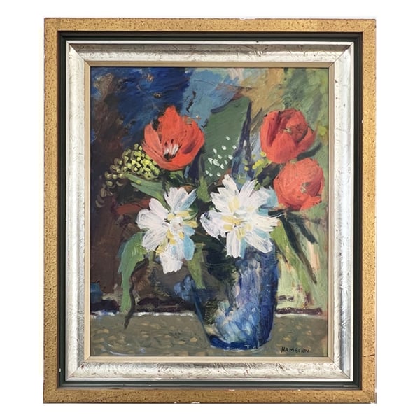 Image of 1940's, Swedish Still Life, ' Flowers',  Axel Hamborn (1892–1971)