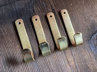 Image 1 of Set of 12 Hammered Brass Hooks with Brass Screws