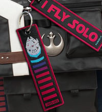 Image 1 of Handmade "I Fly Solo" Han Solo Flight tag keychain!