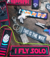 Image 2 of Handmade "I Fly Solo" Han Solo Flight tag keychain!