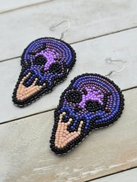 Image 2 of Purple skull ice cream earrings