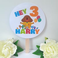 Image 1 of Personalised Hey Duggee inspired cake topper, Hey Duggee party decor