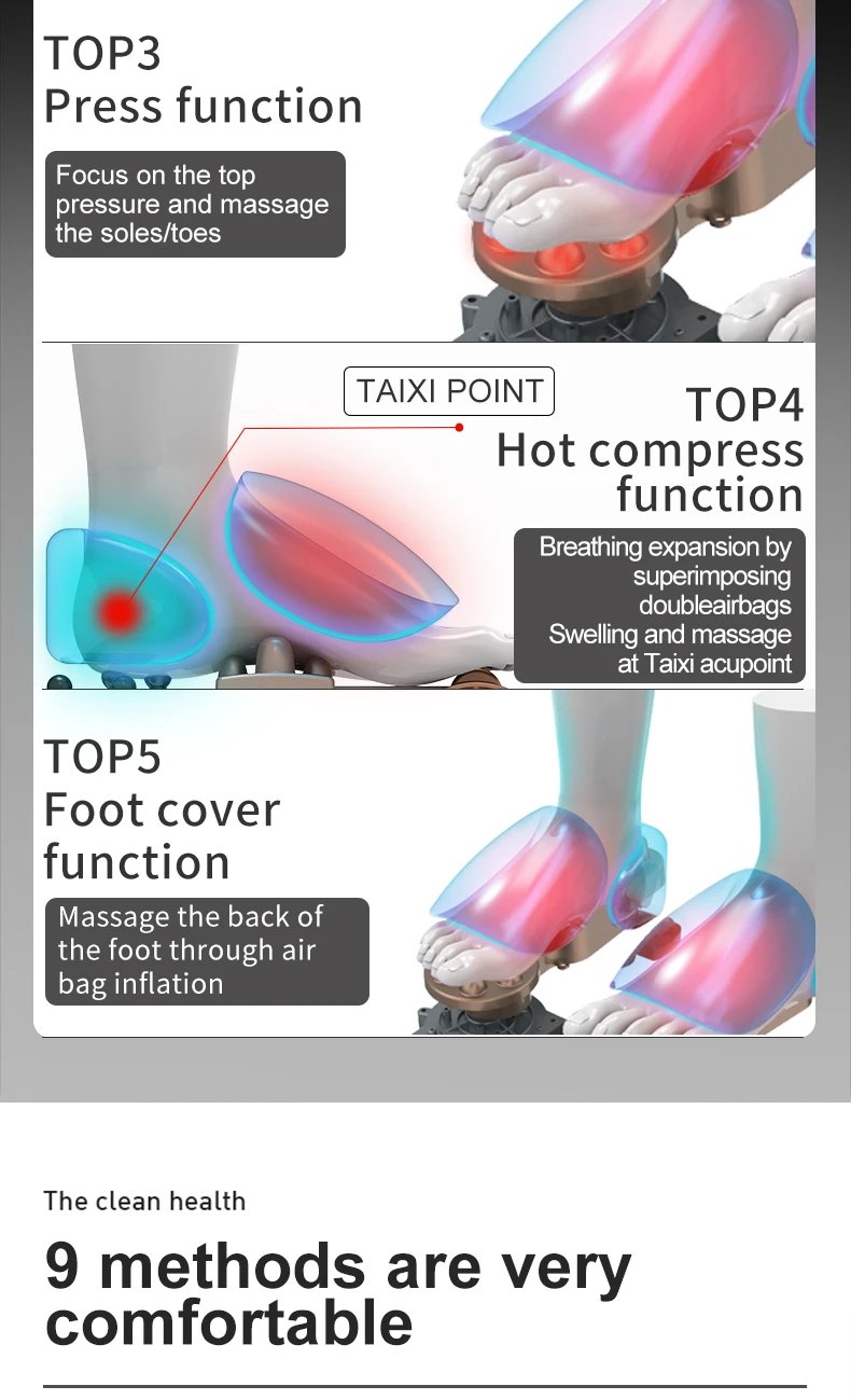 Electric Foot Massage Machine Shiatsu Deep Kneading Air Compression for Health Care Infrared Heating