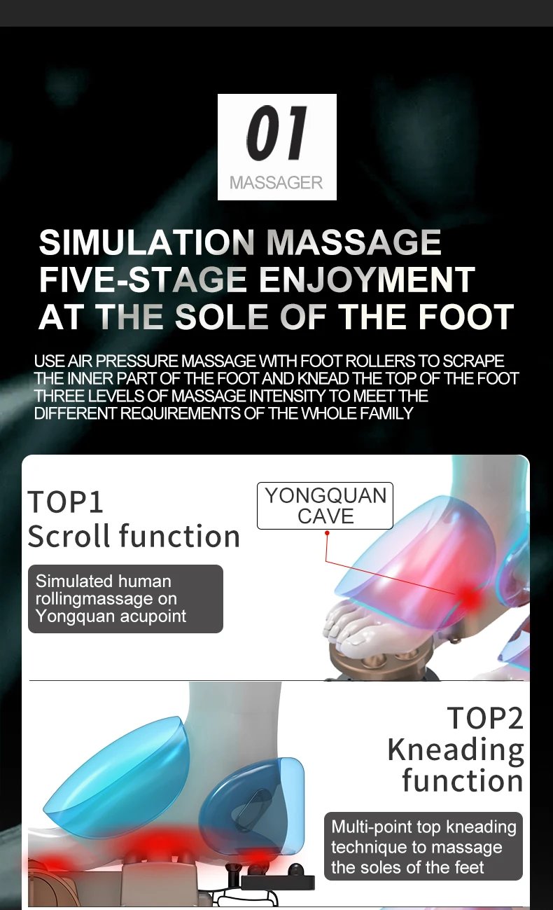 Electric Foot Massage Machine Shiatsu Deep Kneading Air Compression for Health Care Infrared Heating
