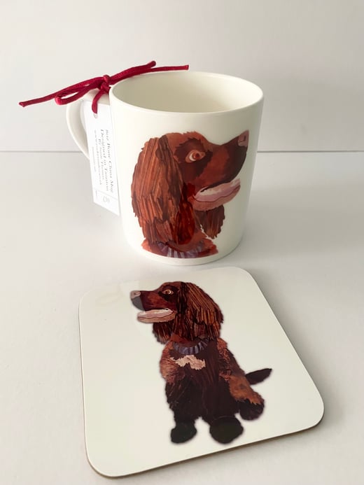 Rocket & Co. Chocolate Cocker Spaniel Migs and coasters 