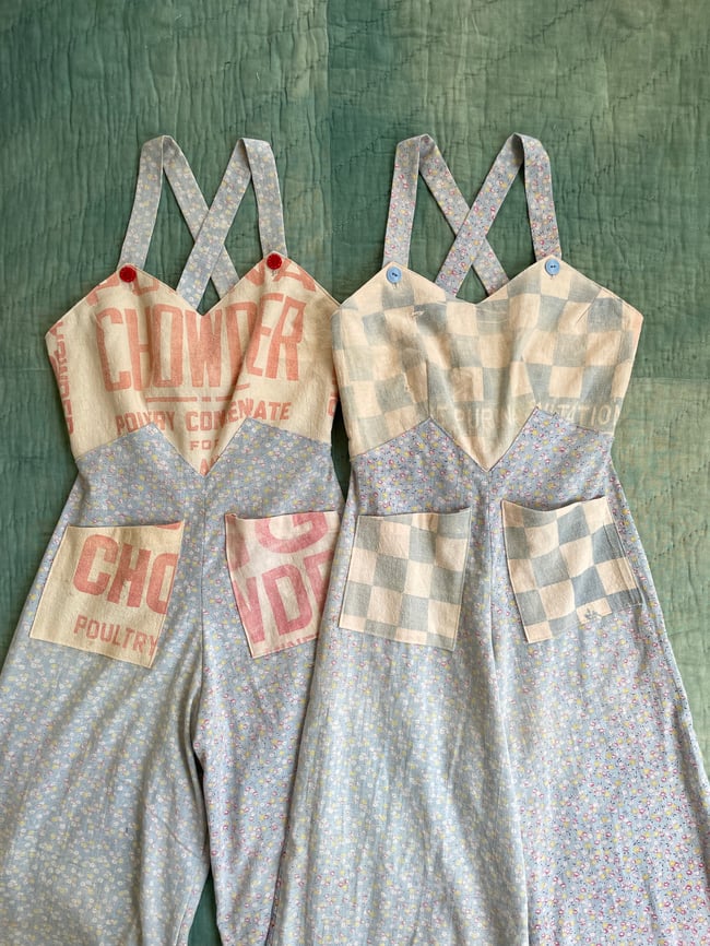 Sweetheart Overalls in Feedsacks